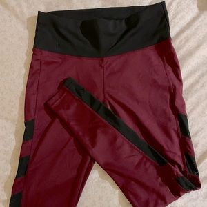 cute red leggings w/ mesh sides